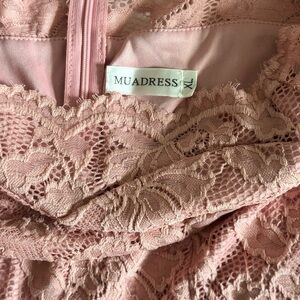 Pink Lace Midi Dress